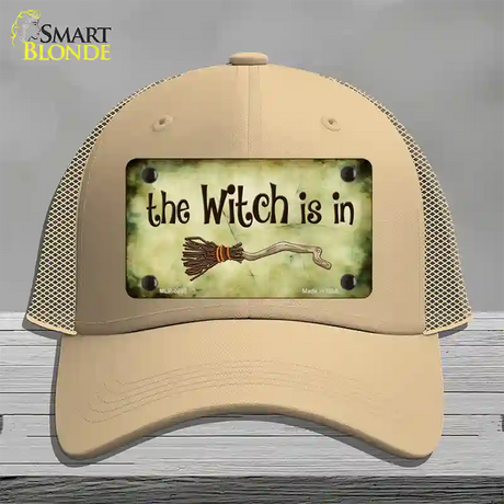 The Witch Is In Novelty License Plate Hat Mesh / Khaki