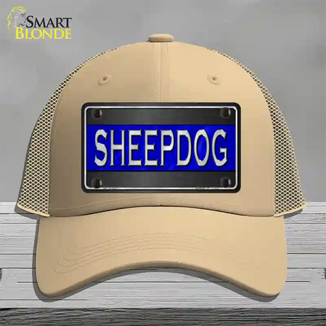 Sheepdog Thin Blue Line Novelty License Plate Hat Mesh / Khaki