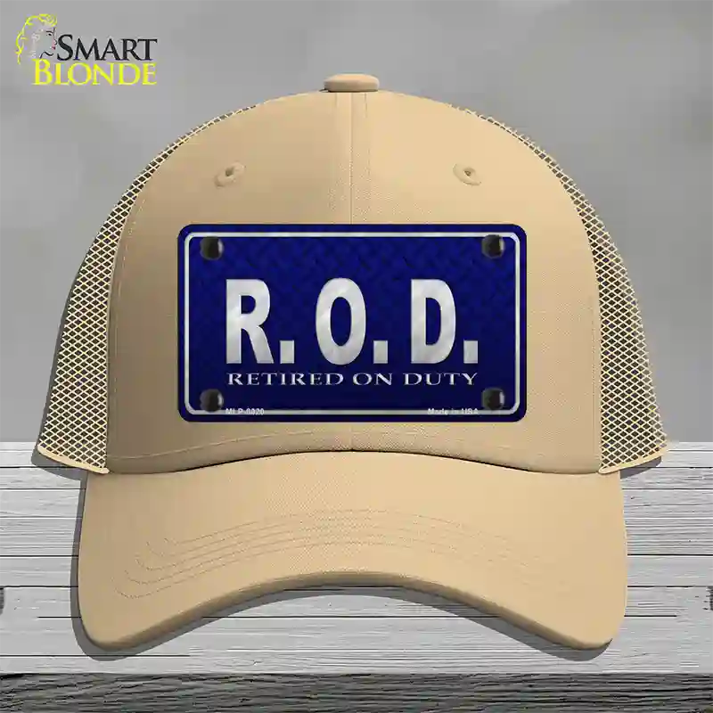 Retired On Duty Novelty License Plate Hat Mesh / Khaki