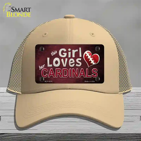 This Girl Loves Her Cardinals Novelty License Plate Hat Mesh / Khaki