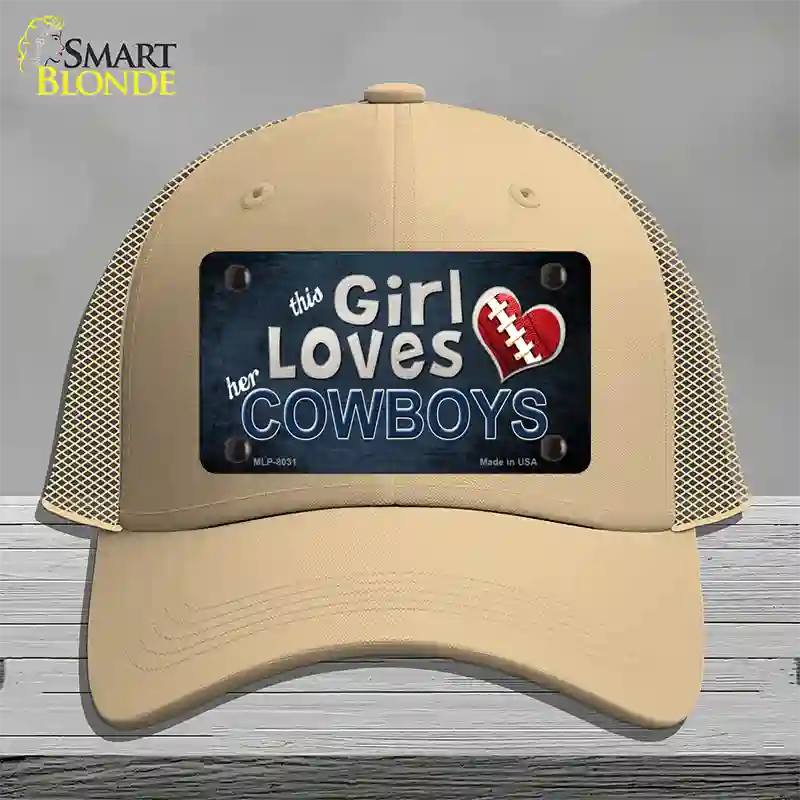 This Girl Loves Her Cowboys Novelty License Plate Hat Mesh / Khaki