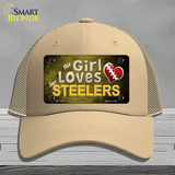 This Girl Loves Her Steelers Novelty License Plate Hat Mesh / Khaki