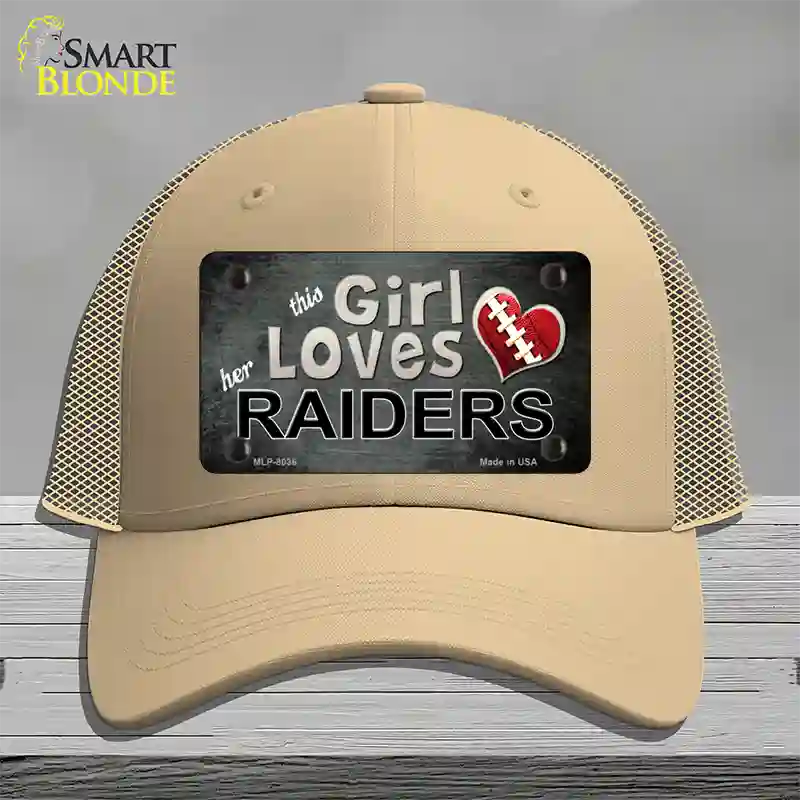 This Girl Loves Her Raiders Novelty License Plate Hat Mesh / Khaki