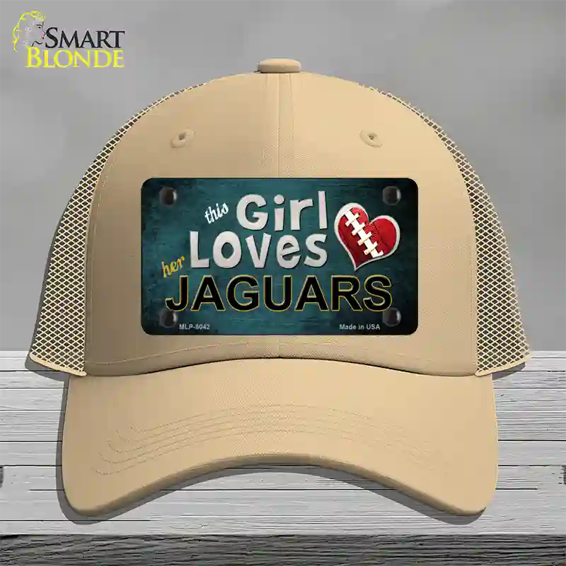 This Girl Loves Her Jaguars Novelty License Plate Hat Mesh / Khaki