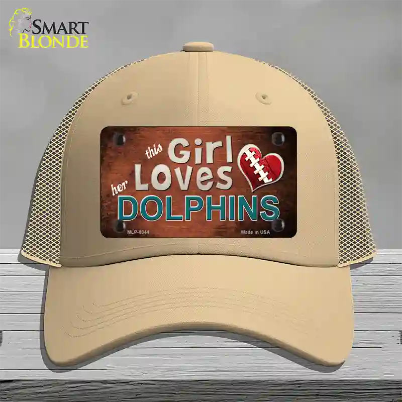 This Girl Loves Her Dolphins Novelty License Plate Hat Mesh / Khaki