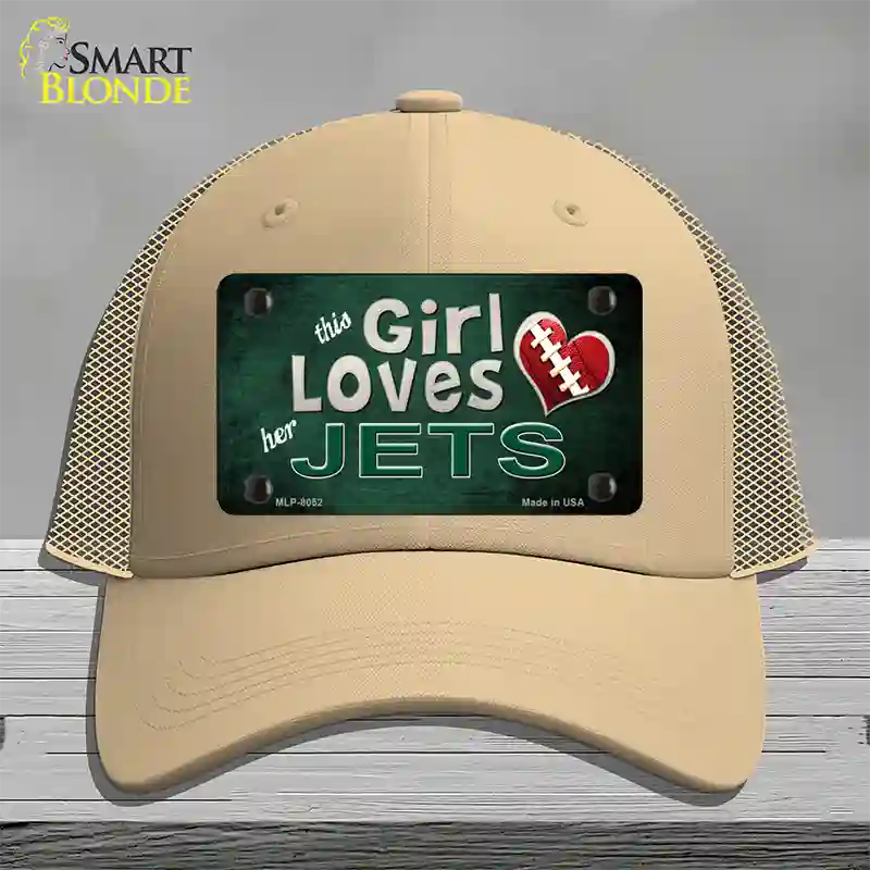 This Girl Loves Her Jets Novelty License Plate Hat Mesh / Khaki