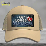 This Girl Loves Her Seahawks Novelty License Plate Hat Mesh / Khaki