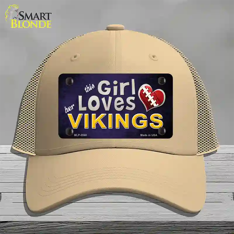 This Girl Loves Her Vikings Novelty License Plate Hat Mesh / Khaki