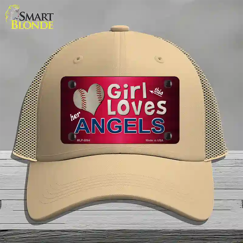 This Girl Loves Her Angels Novelty License Plate Hat Mesh / Khaki