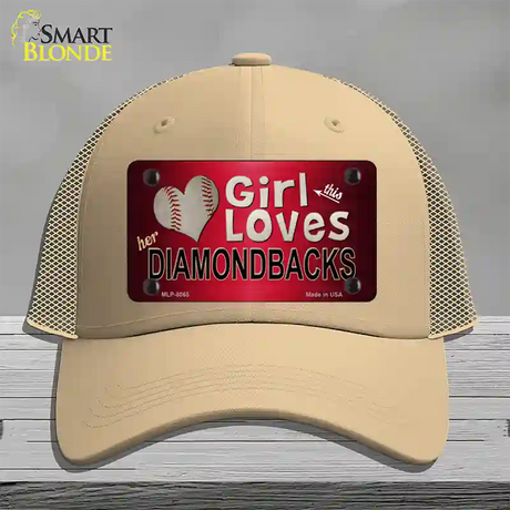 This Girl Loves Her Diamondbacks Novelty License Plate Hat Mesh / Khaki