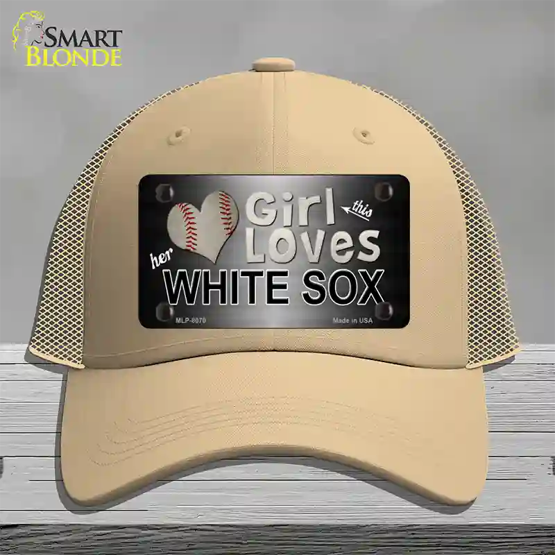 This Girl Loves Her White Sox Novelty License Plate Hat Mesh / Khaki