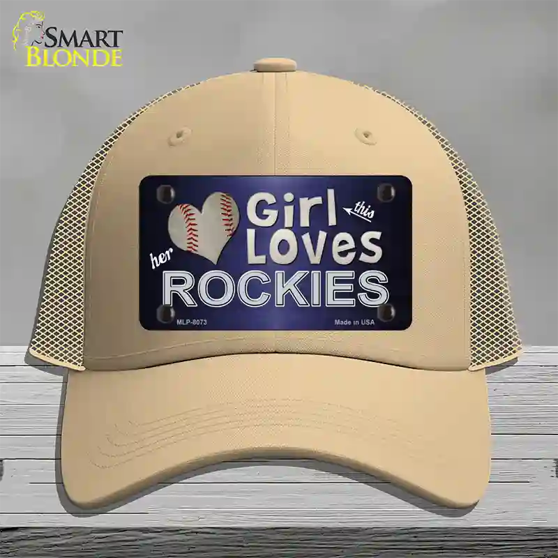 This Girl Loves Her Rockies Novelty License Plate Hat Mesh / Khaki