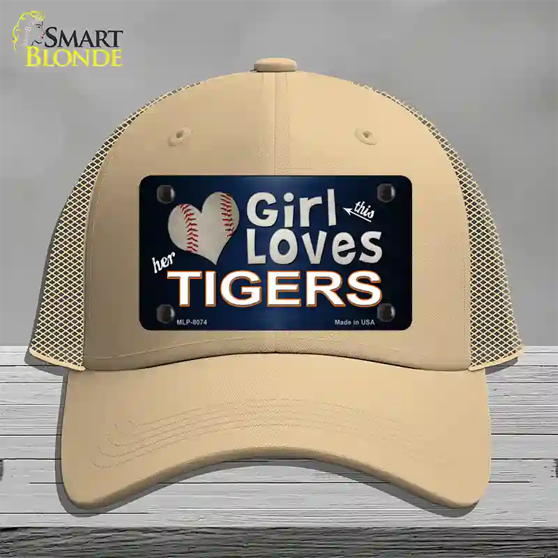 This Girl Loves Her Tigers Novelty License Plate Hat Mesh / Khaki