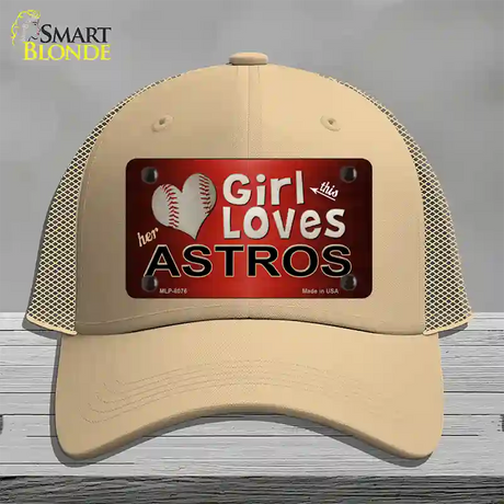 This Girl Loves Her Astros Novelty License Plate Hat Mesh / Khaki