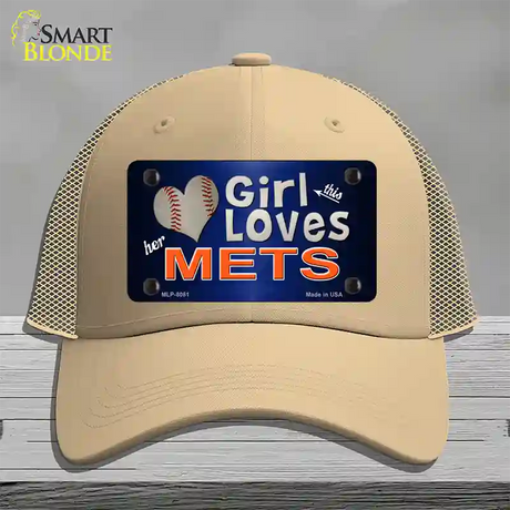 This Girl Loves Her Mets Novelty License Plate Hat Mesh / Khaki