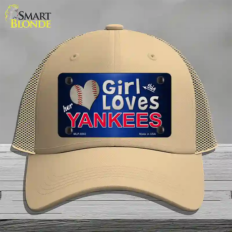 This Girl Loves Her Yankees Novelty License Plate Hat Mesh / Khaki