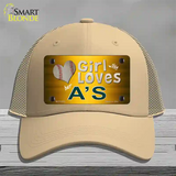 This Girl Loves Her Athletics Novelty License Plate Hat Mesh / Khaki