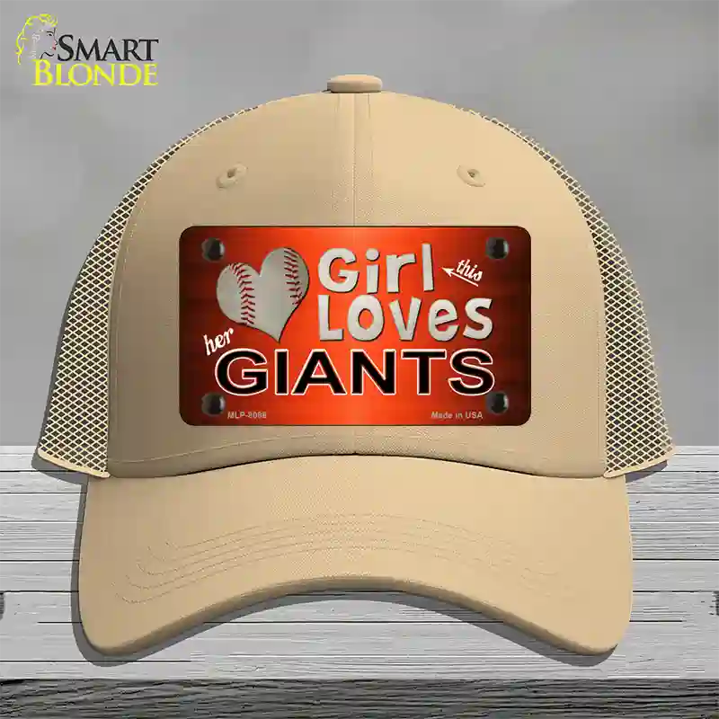 This Girl Loves Her Giants Baseball Novelty License Plate Hat Mesh / Khaki