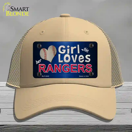 This Girl Loves Her Rangers Novelty License Plate Hat Mesh / Khaki