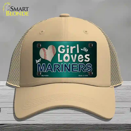 This Girl Loves Her Mariners Novelty License Plate Hat Mesh / Khaki