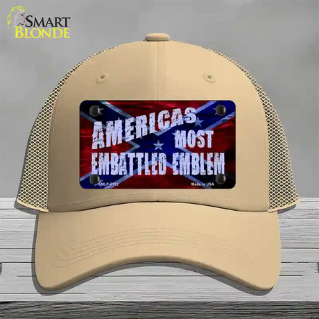 Americas Most Embattled Emblem Novelty License Plate Hat Mesh / Khaki