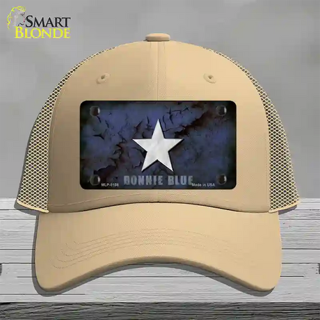 Bonnie Blue Star Novelty License Plate Hat Mesh / Khaki