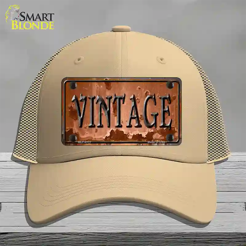 Vintage Rusty Sign Novelty License Plate Hat Mesh / Khaki