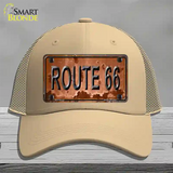 Route 66 Rusty Novelty License Plate Hat Mesh / Khaki