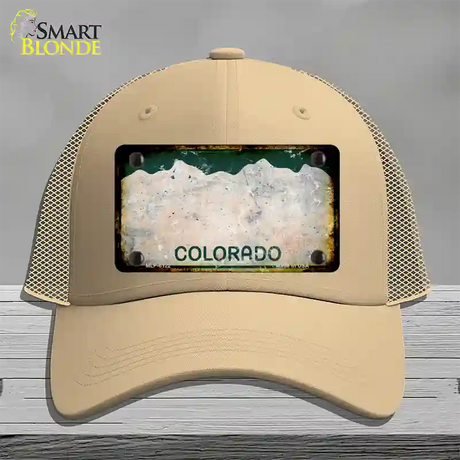 Colorado Rusty Blank Novelty License Plate Hat Mesh / Khaki