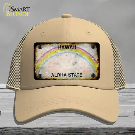 Hawaii Rusty Blank Novelty License Plate Hat Mesh / Khaki