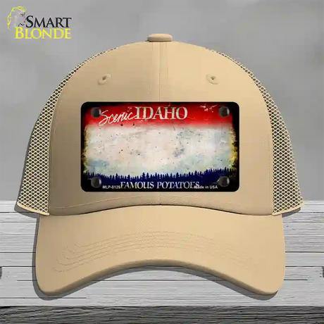 Idaho Rusty Blank Novelty License Plate Hat Mesh / Khaki