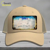 Iowa Rusty Blank Novelty License Plate Hat Mesh / Khaki