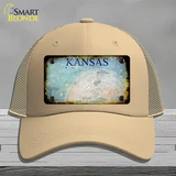 Kansas Rusty Blank Novelty License Plate Hat Mesh / Khaki