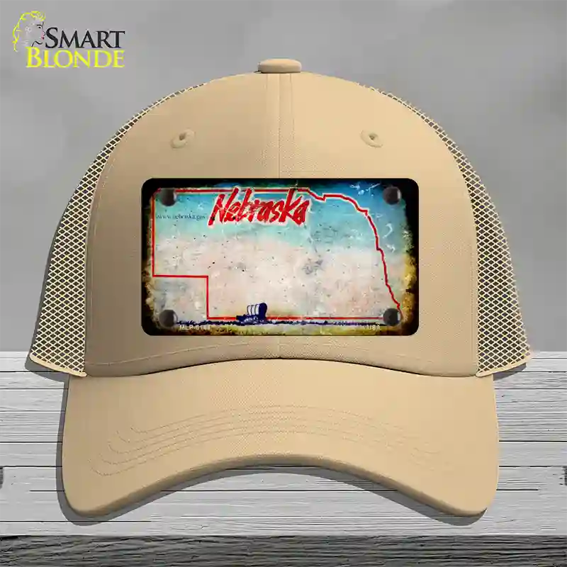 Nebraska Rusty Blank Novelty License Plate Hat Mesh / Khaki