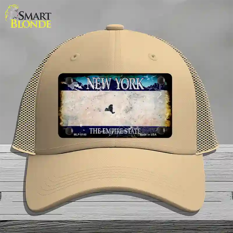 New York Rusty Blank Novelty License Plate Hat Mesh / Khaki