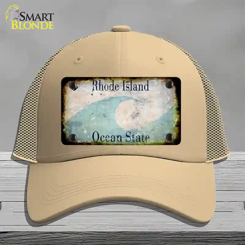 Rhode Island Rusty Blank Novelty License Plate Hat Mesh / Khaki