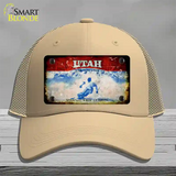 Utah Rusty Blank Novelty License Plate Hat Mesh / Khaki