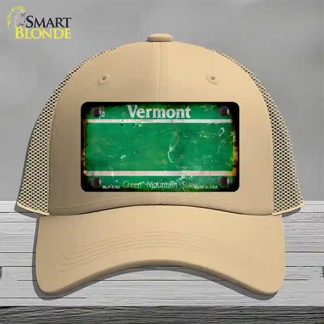 Vermont Rusty Blank Novelty License Plate Hat Mesh / Khaki