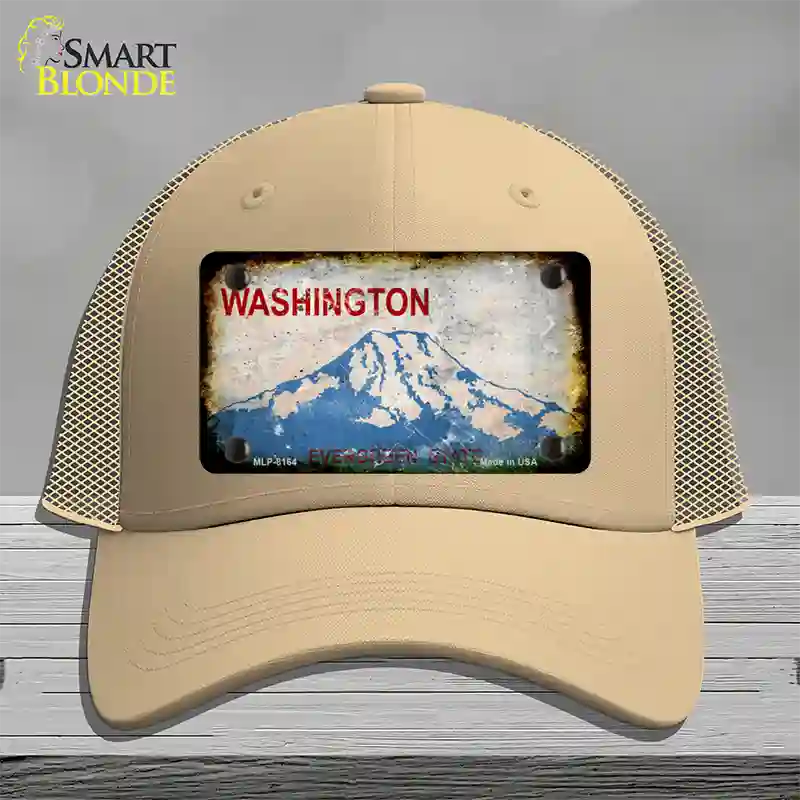 Washington Rusty Blank Novelty License Plate Hat Mesh / Khaki