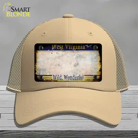 West Virginia Rusty Blank Novelty License Plate Hat Mesh / Khaki