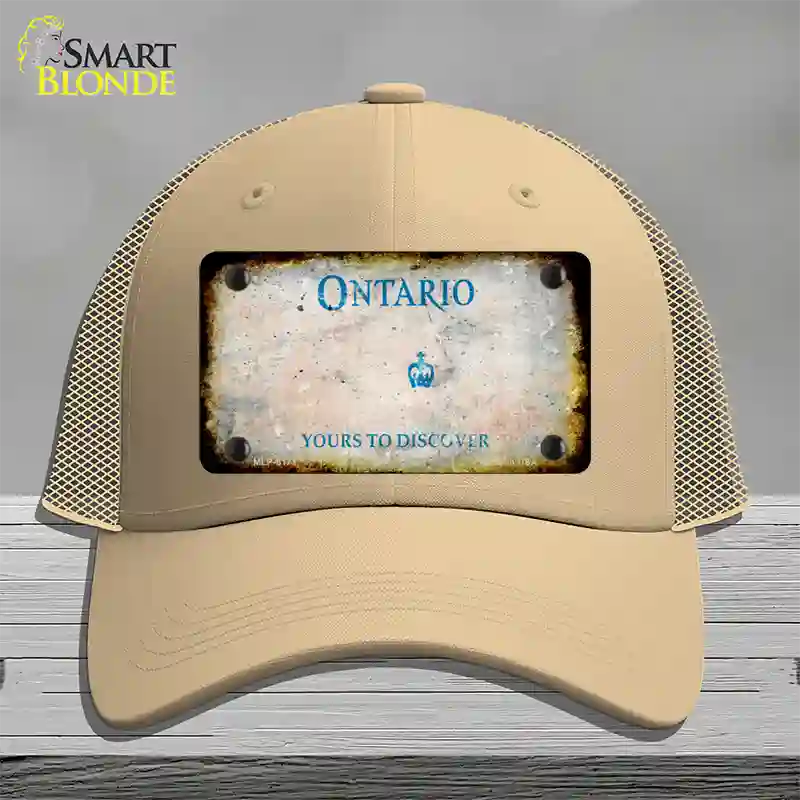 Ontario Canada Rusty Blank Novelty License Plate Hat Mesh / Khaki