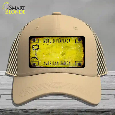 American Samoa Rusty Blank Novelty License Plate Hat Mesh / Khaki