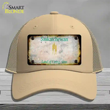 Saskatchewan Rusty Blank Novelty License Plate Hat Mesh / Khaki