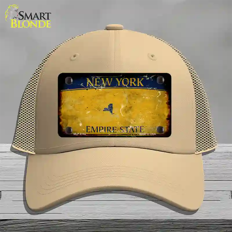 New York Yellow Rusty Blank Novelty License Plate Hat Mesh / Khaki