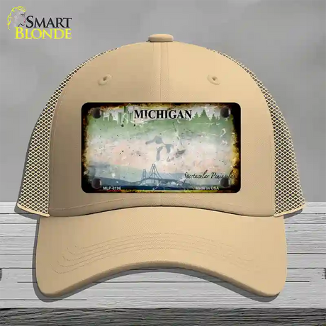 Michigan Rusty Blank Novelty License Plate Hat Mesh / Khaki