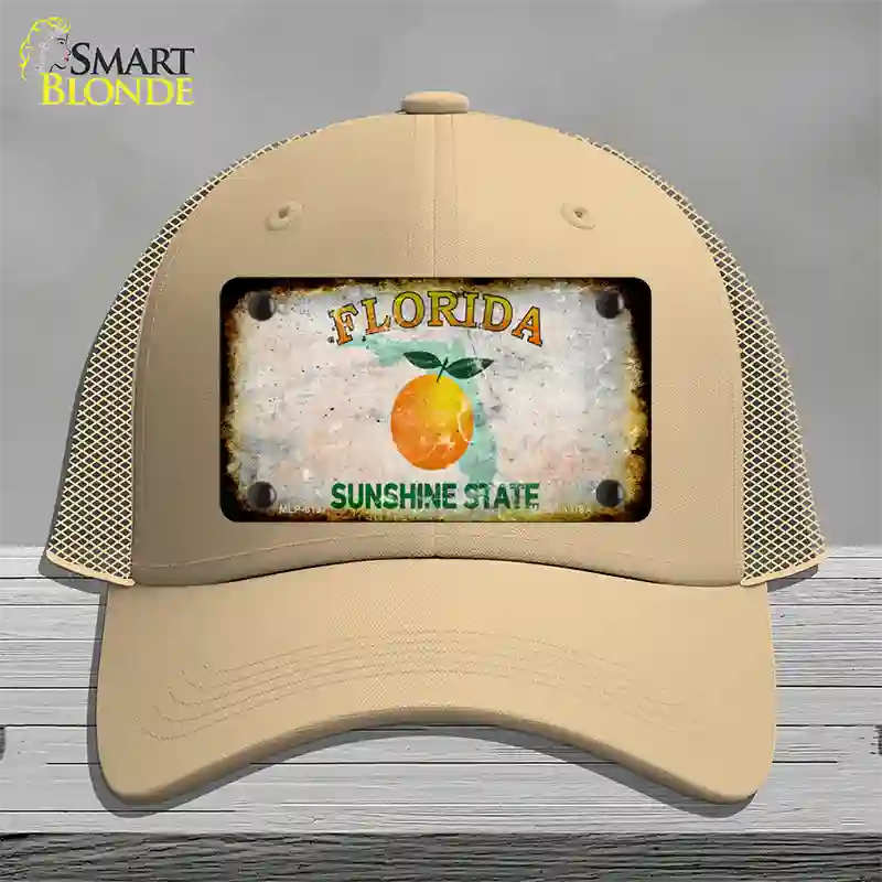 Florida Orange Rusty Blank Novelty License Plate Hat Mesh / Khaki