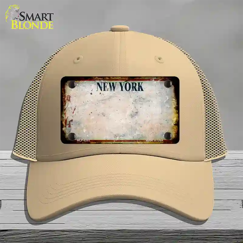 New York White Rusty Blank Novelty License Plate Hat Mesh / Khaki