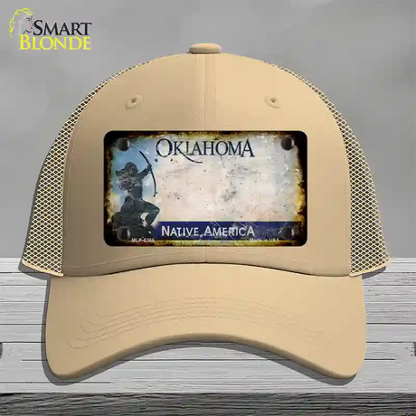 Oklahoma Arrow Rusty Blank Novelty License Plate Hat Mesh / Khaki