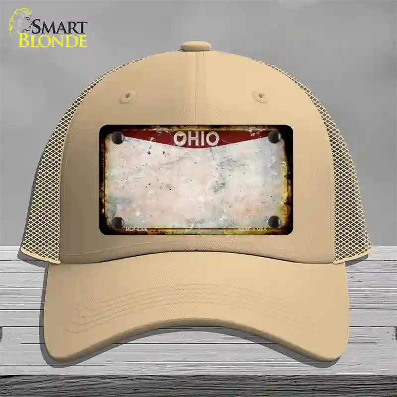 Ohio Rusty Blank Novelty License Plate Hat Mesh / Khaki