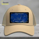 Michigan Great Lakes Rusty Blank Novelty License Plate Hat Mesh / Khaki